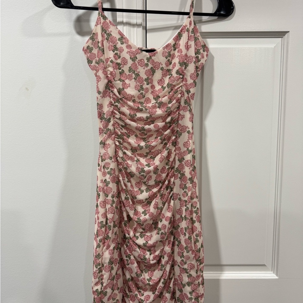 Chic Floral Ruched Mini Dress